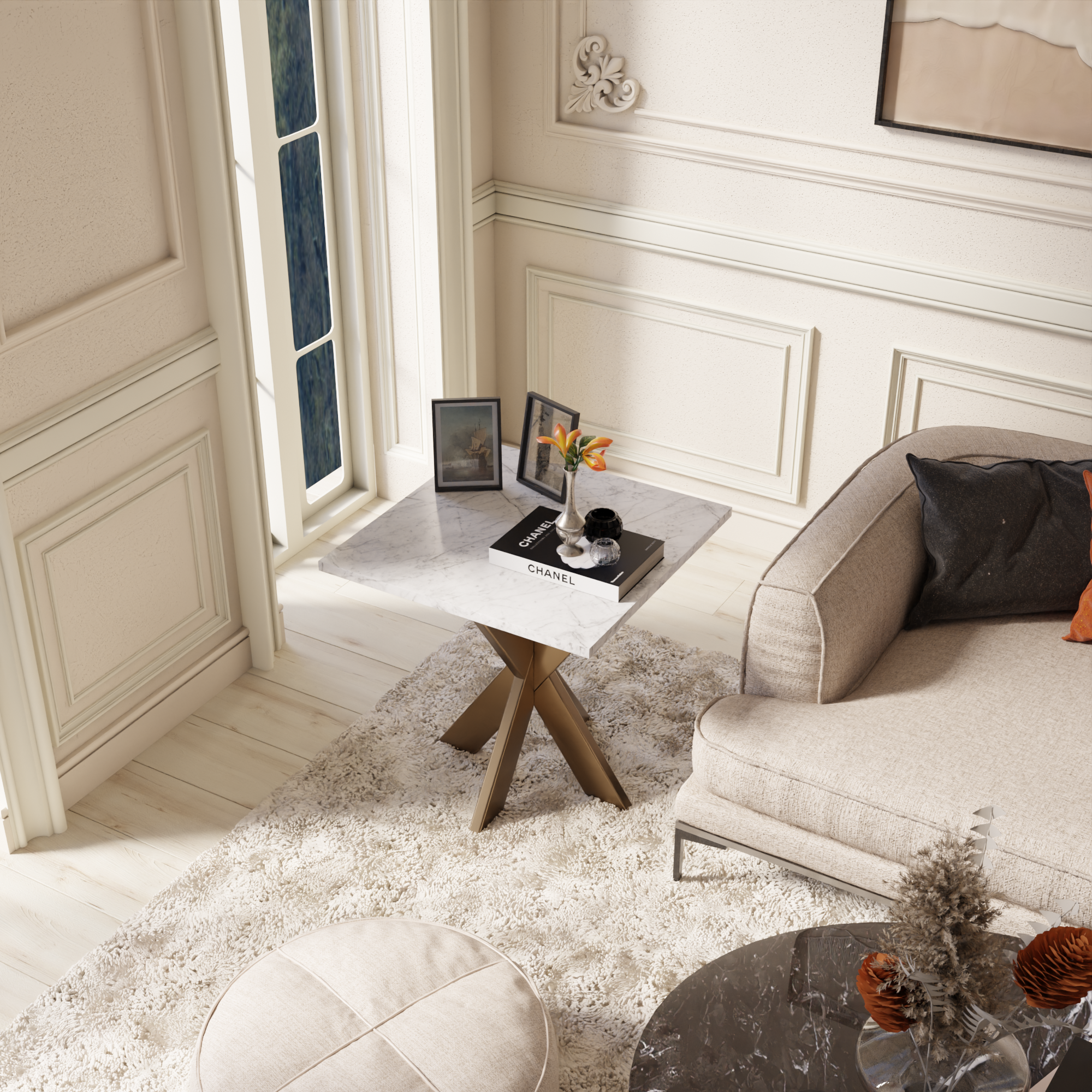 Metal & Marble X Table