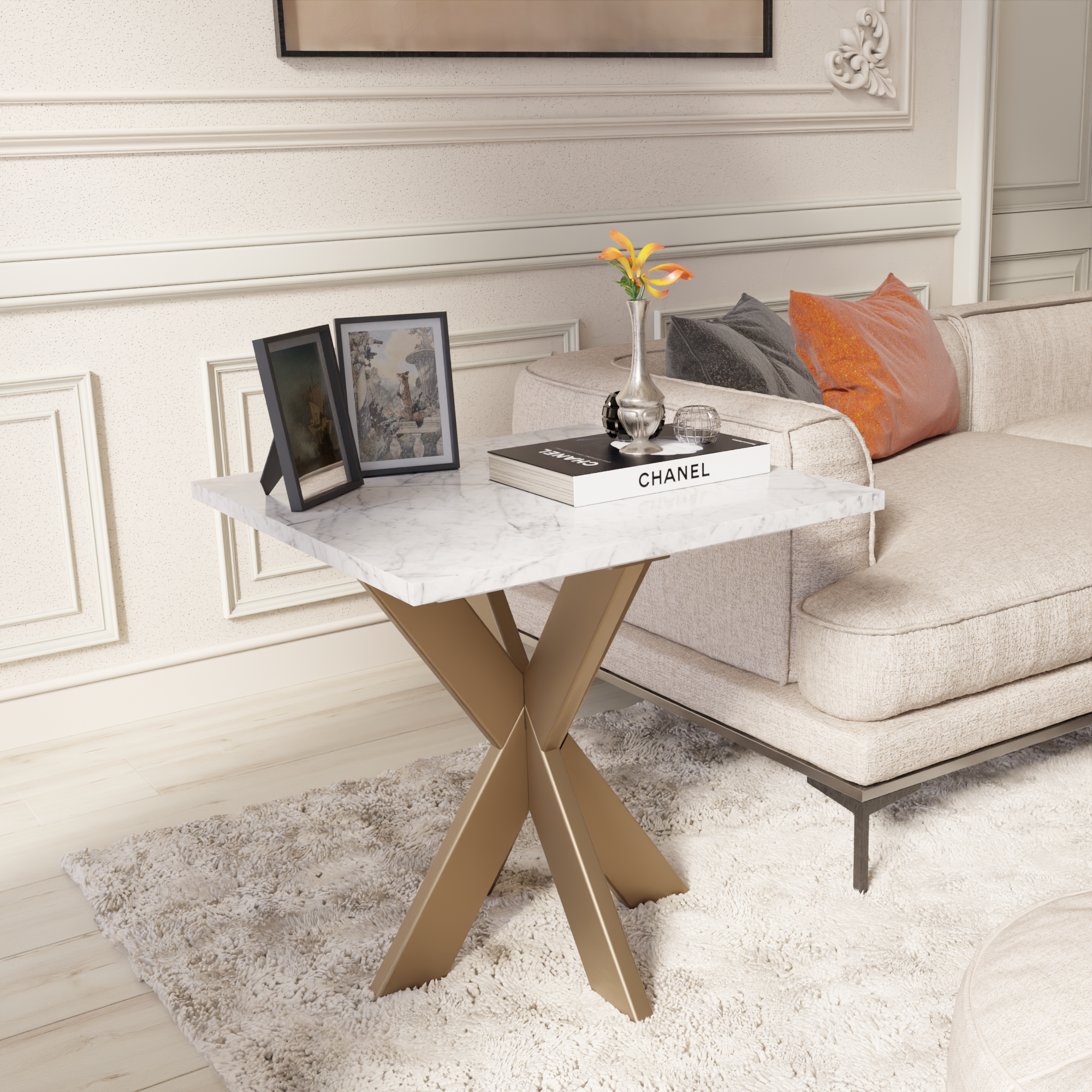 Metal & Marble X Table