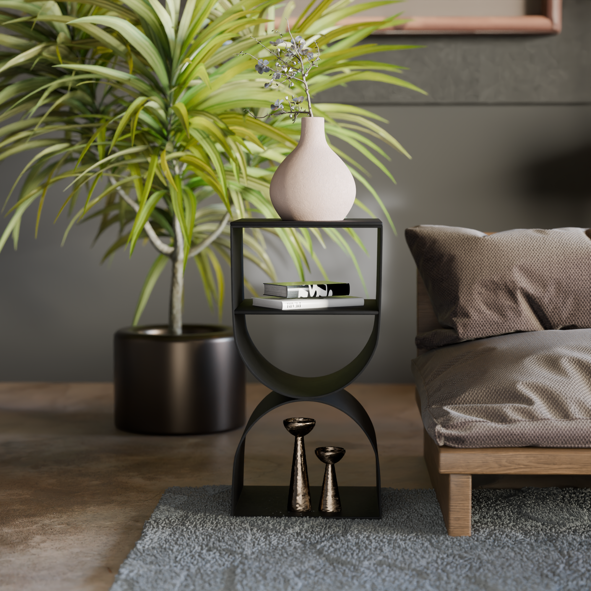 Metal Side Table | Minimalist Geometric Design