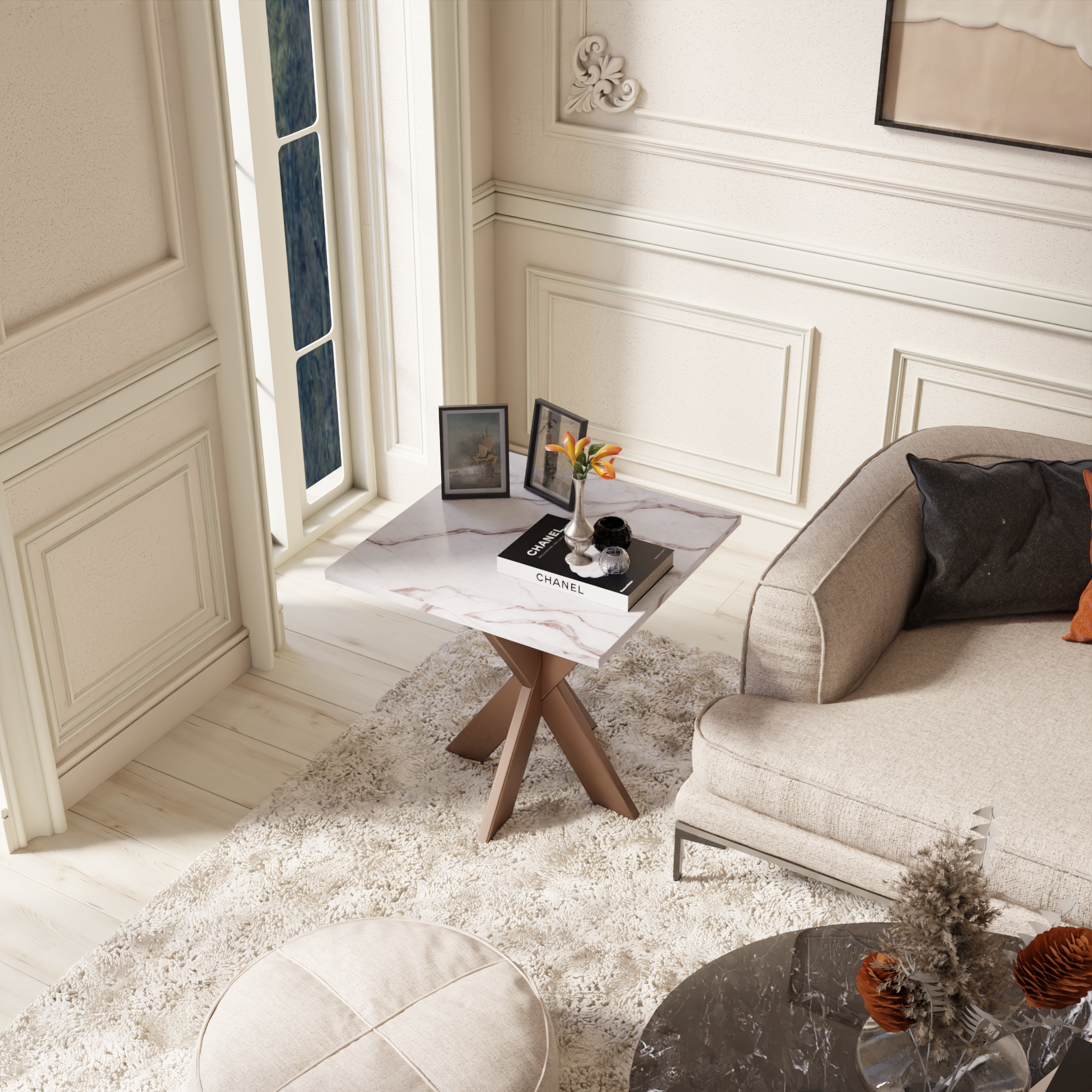 Metal & Marble X Table