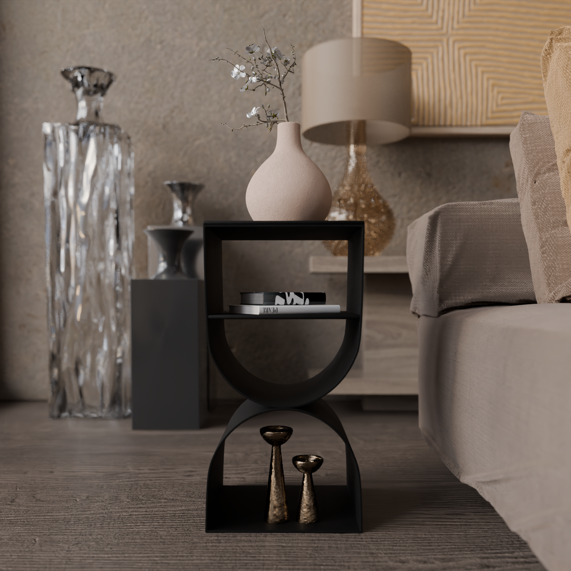 Metal Side Table | Minimalist Geometric Design